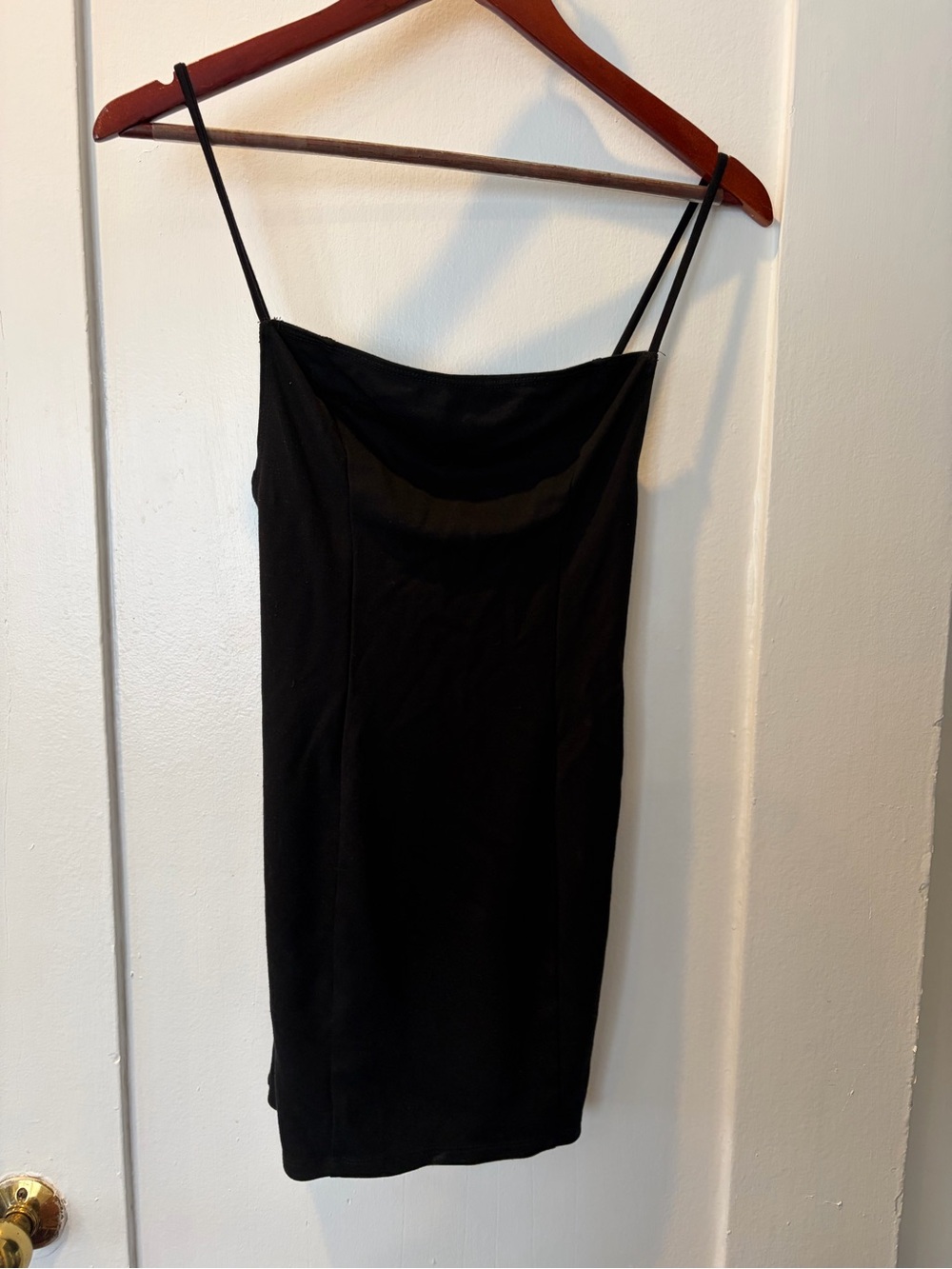Reformation Black Slip Dress with Spaghetti Straps